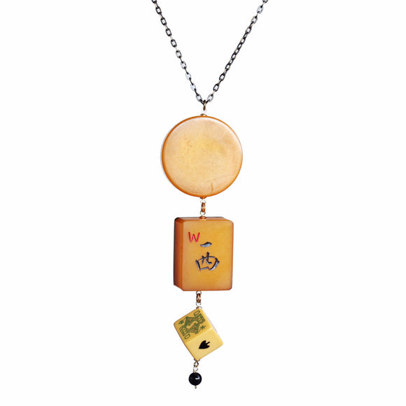 Bakelite game piece, mahjong, and poker die necklace - Amy Jewelry

