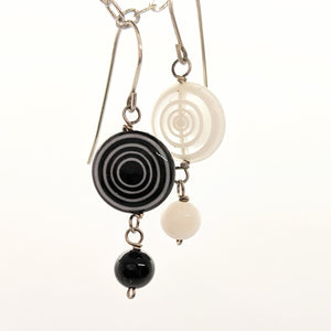 Black and white glass bead earrings