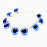 Cobalt blue teddy bear eye charm bracelet