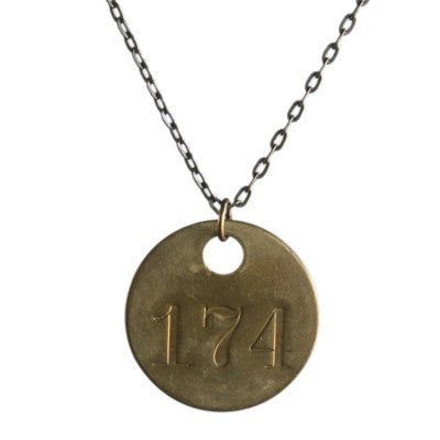 Vintage brass tag necklace - Amy Jewelry
