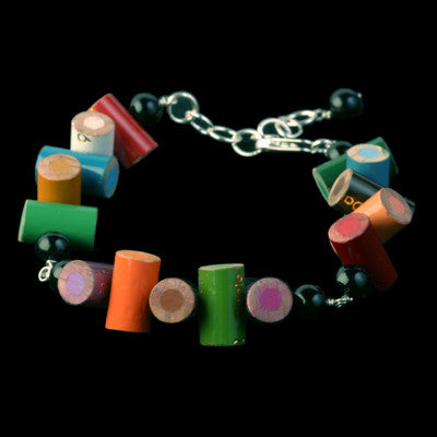 colored pencil bracelet with onyx beads - Amy Jewelry
