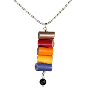 Colored pencil pendant with onyx bead - Amy Jewelry
