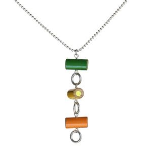 Colored pencil circle pendant on silver-plated chain - Amy Jewelry
