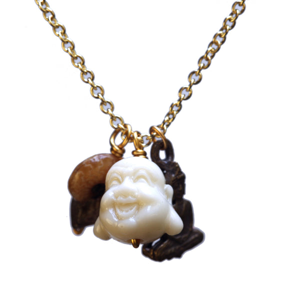 Double Buddha-ammonite necklace - Amy Jewelry
