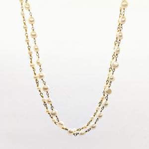 Double pearl rosary chain necklace