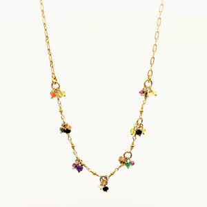 Faceted gemstone cluster necklace