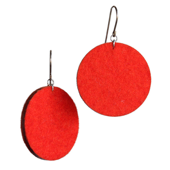 Wool felt large single-circle earrings - Amy Jewelry
