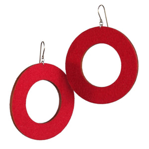 Wool felt large single-loop earrings - Amy Jewelry

