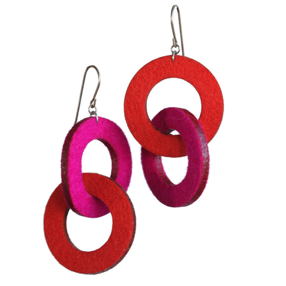 Wool felt double-loop earrings - Amy Jewelry

