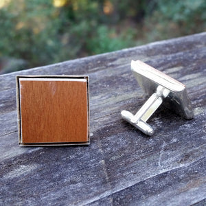 Wooden flooring sample silver-plated cuff links - Amy Jewelry
