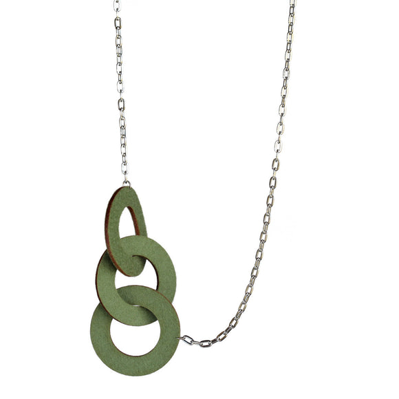 Wool felt long three-ring necklace - Amy Jewelry
 - 1