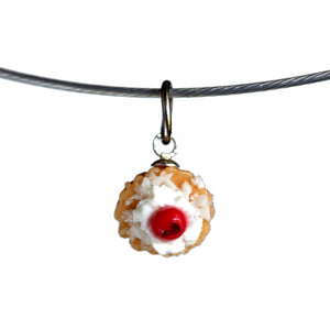 Fruit tart pendant on steel cable - Amy Jewelry
