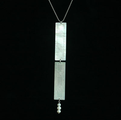 double mother of pearl game counter necklace - Amy Jewelry
