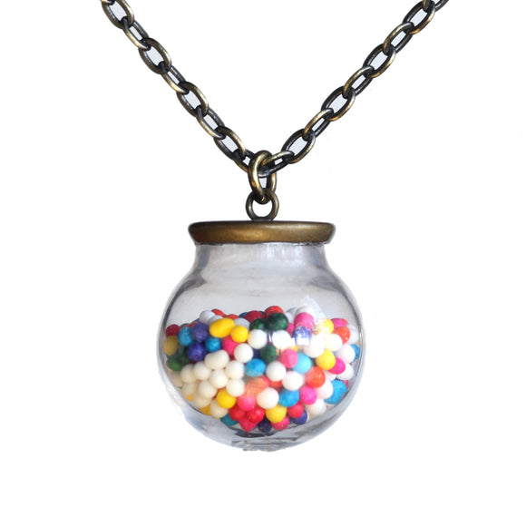 Small glass ball cake sprinkles pendant - Amy Jewelry

