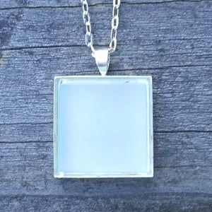 Aqua glass tile silver-plated pendant - Amy Jewelry
 - 1