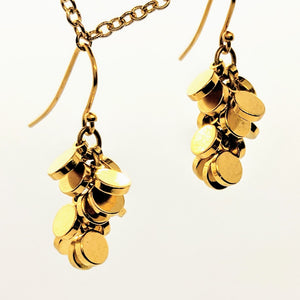 Gold disc cluster earrings