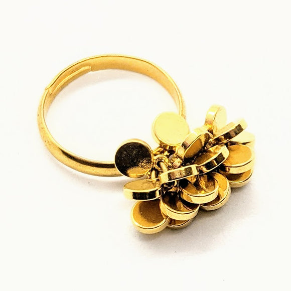 Gold disc cluster ring