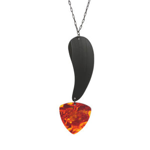Guitar pick and record vertical pendant - Amy Jewelry
