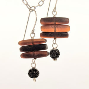 Horn and carved bead earrings