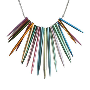Pointed knitting needle necklace on steel chain - Amy Jewelry
