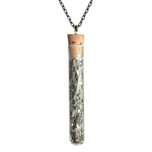 Large shredded money test tube pendant - Amy Jewelry

