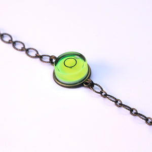 Large bullseye level bracelet with brass chain - Amy Jewelry
