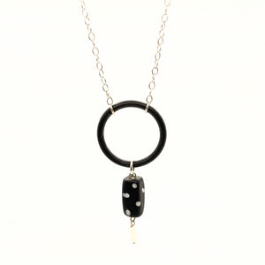 Black and white polka dot and o-ring necklace