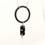 Black and white polka dot and o-ring necklace