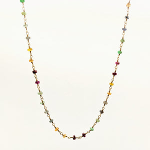Faceted gemstone rosary chain necklace