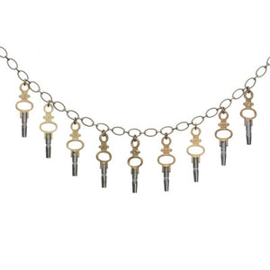Pocket watch key charm necklace on brass chain - Amy Jewelry
