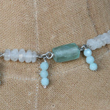Aqua recycled glass and gemstone necklace