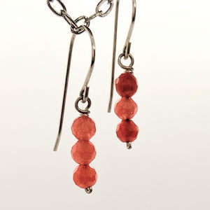 Red stone bead earrings