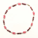 Faceted rose quartz and pearl necklace
