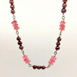 Faceted rose quartz and pearl necklace