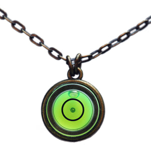 Small bullseye level necklace with brass chain - Amy Jewelry
