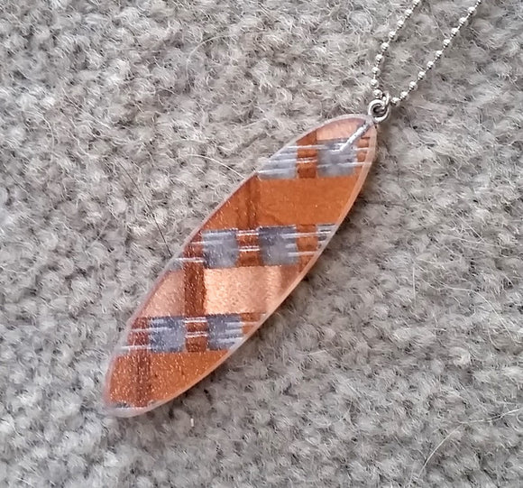 Small recycled plastic woven copper pendant - Amy Jewelry
