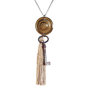 Drawer pull, tassel and key necklace - Amy Jewelry
