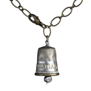 Thimble bracelet on brass patina chain - Amy Jewelry
