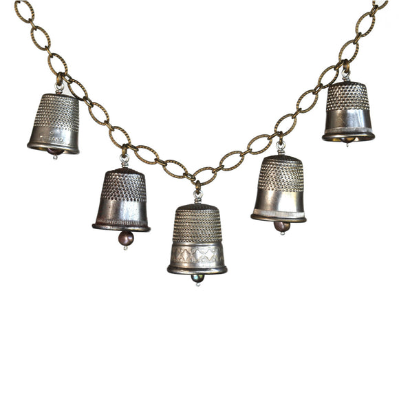 Five-piece vintage thimble necklace - Amy Jewelry
