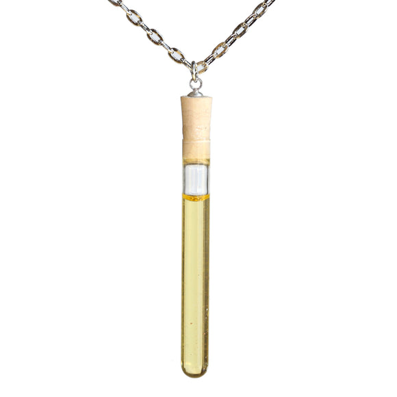 Olive oil test tube pendant on steel chain - Amy Jewelry
 - 1