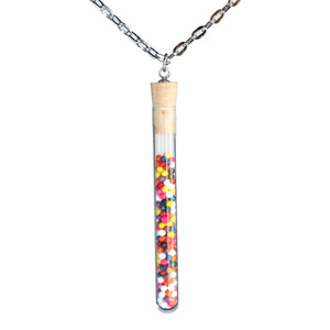 Shredded money test tube pendant on antiqued brass chain - Amy Jewelry
 - 1