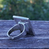 Photo of silver-plated upholstery ring, back view