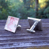 Silver-plated vintage floral wallpaper cuff links - Amy Jewelry
 - 1