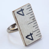 Wooden ruler ring with steel shank - Amy Jewelry
 - 1