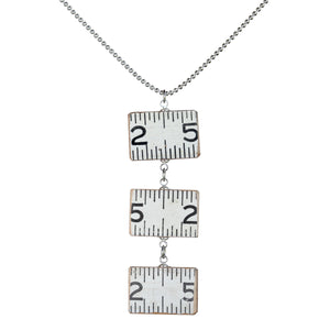 Wooden ruler 3-link horizontal pendant necklace - Amy Jewelry
