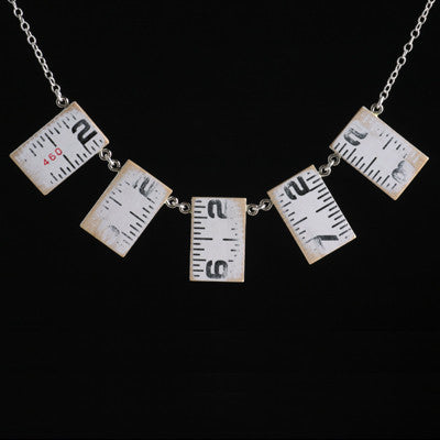 Wooden ruler five-link vertical necklace - Amy Jewelry

